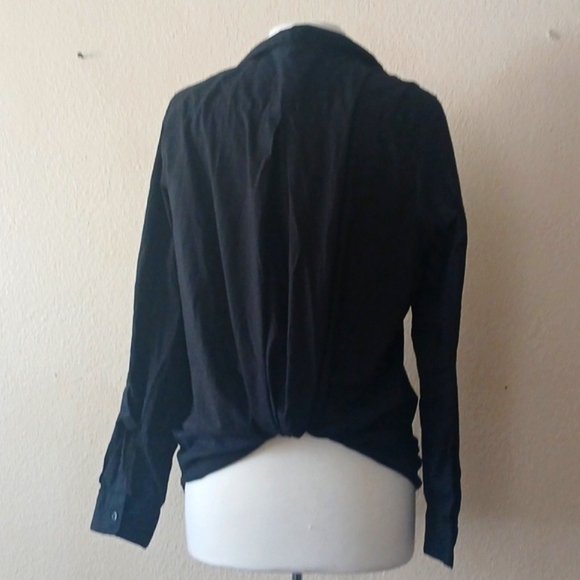 ANTHONY RICHARDS Black Embroidery Floral Pleated Back Button Blouse Size 14/18 - Picture 8 of 8